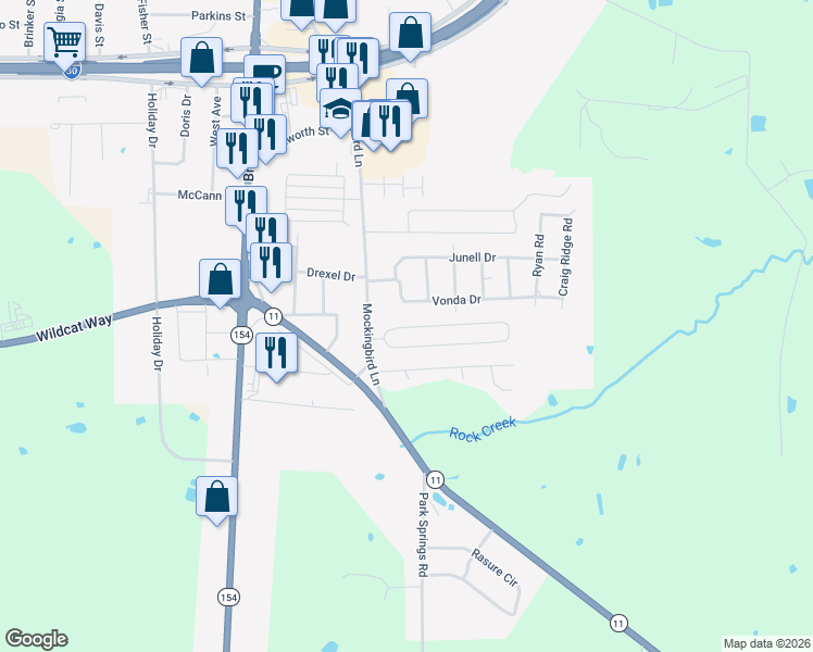 map of restaurants, bars, coffee shops, grocery stores, and more near 811 Austin Acre Road in Sulphur Springs