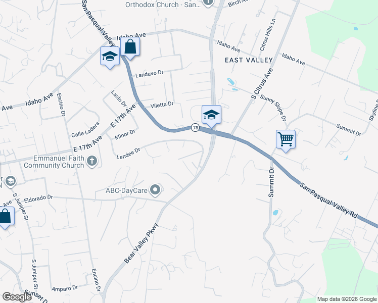 map of restaurants, bars, coffee shops, grocery stores, and more near 922 Scandia Court in Escondido