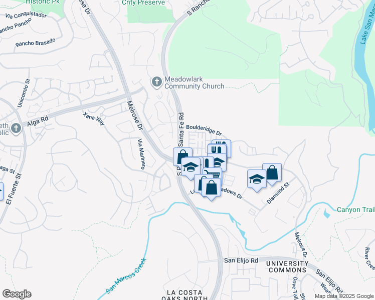 map of restaurants, bars, coffee shops, grocery stores, and more near 2393 Sentinel Lane in San Marcos