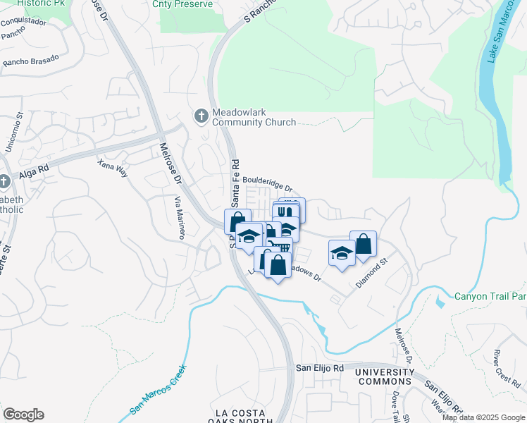 map of restaurants, bars, coffee shops, grocery stores, and more near 2321 Sentinel Lane in San Marcos