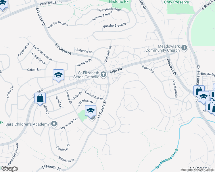 map of restaurants, bars, coffee shops, grocery stores, and more near 7001 Ballena Way in Carlsbad