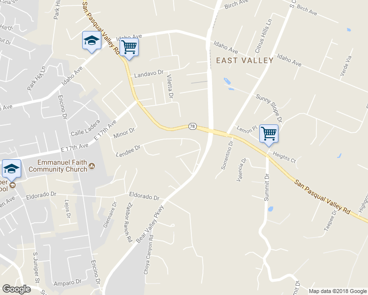 map of restaurants, bars, coffee shops, grocery stores, and more near 922 Scandia Court in Escondido