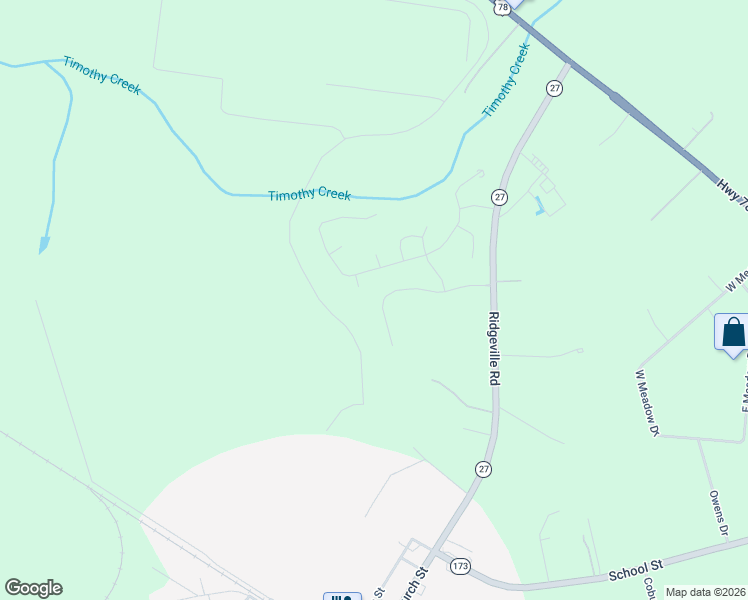 map of restaurants, bars, coffee shops, grocery stores, and more near 172 Westfield Drive in Ridgeville