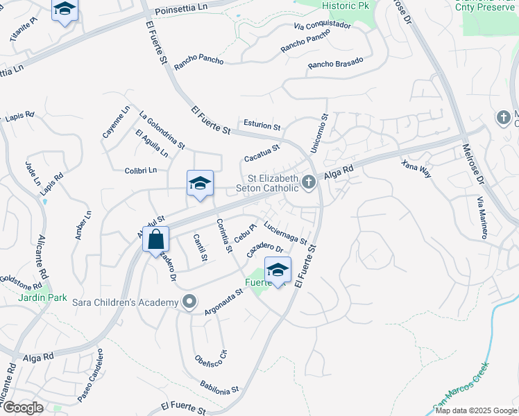map of restaurants, bars, coffee shops, grocery stores, and more near 2854 Luciernaga Street in Carlsbad