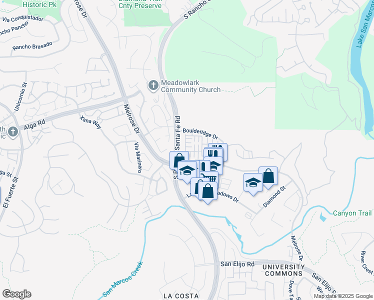 map of restaurants, bars, coffee shops, grocery stores, and more near 2438 Sentinel Lane in San Marcos