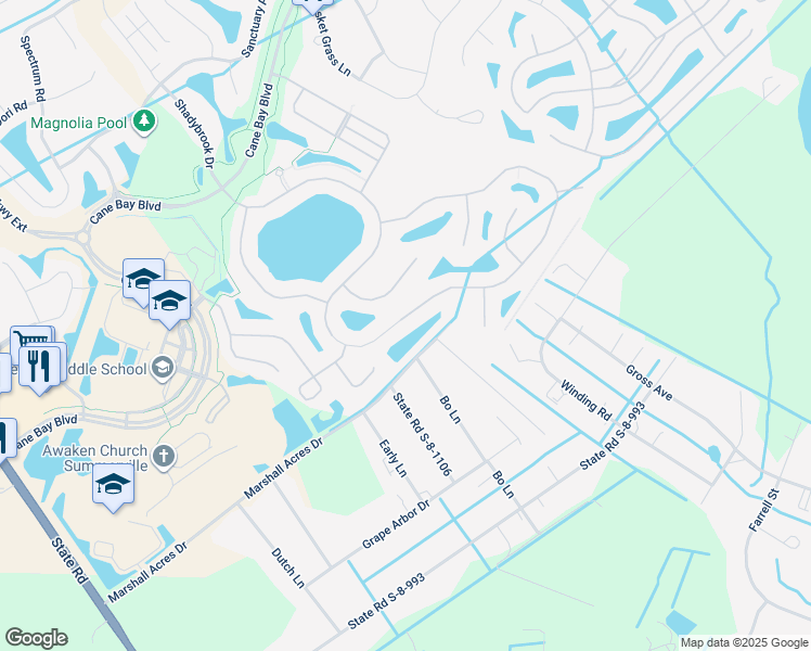 map of restaurants, bars, coffee shops, grocery stores, and more near 257 Decatur Drive in Summerville