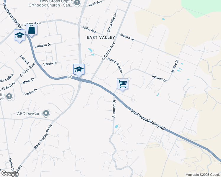 map of restaurants, bars, coffee shops, grocery stores, and more near 1973 Kinross Court in Escondido
