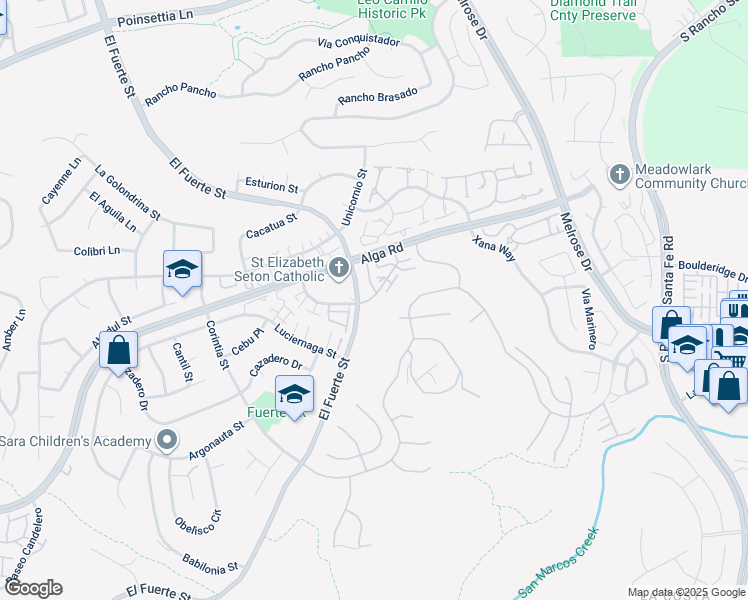 map of restaurants, bars, coffee shops, grocery stores, and more near 7001 Ballena Way in Carlsbad