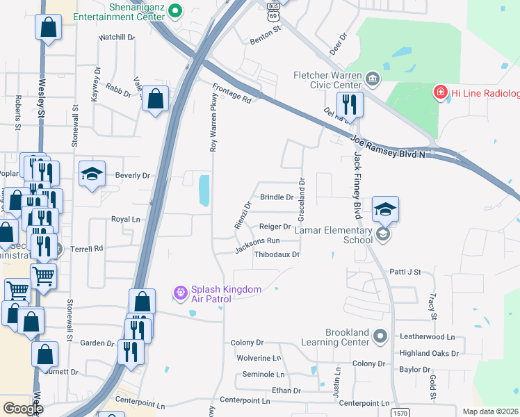map of restaurants, bars, coffee shops, grocery stores, and more near 1429 Warringwood Drive in Greenville