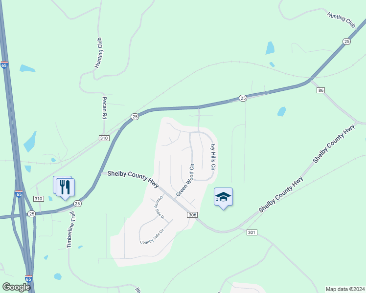 map of restaurants, bars, coffee shops, grocery stores, and more near 116 Hollow Court in Calera