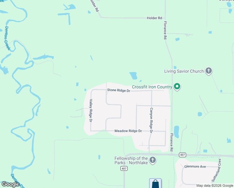 map of restaurants, bars, coffee shops, grocery stores, and more near 7935 Stone Ridge Drive in Justin