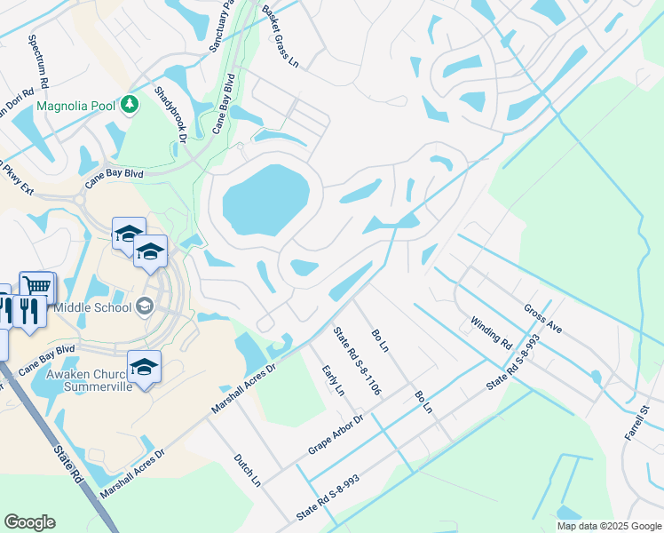 map of restaurants, bars, coffee shops, grocery stores, and more near 257 Decatur Drive in Summerville