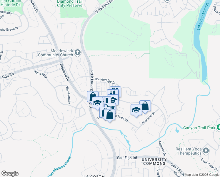 map of restaurants, bars, coffee shops, grocery stores, and more near 2263 Flatiron Way in San Marcos
