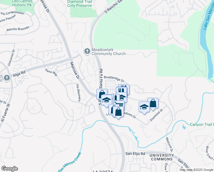 map of restaurants, bars, coffee shops, grocery stores, and more near 2513 Antlers Way in San Marcos