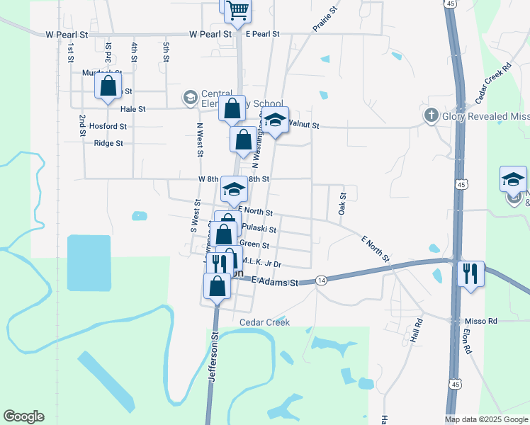 map of restaurants, bars, coffee shops, grocery stores, and more near 200 South Wayne Street in Macon