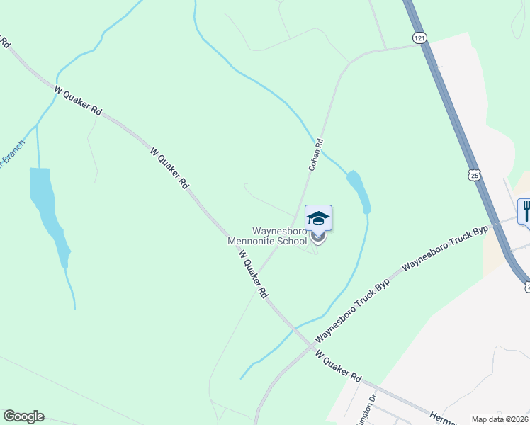 map of restaurants, bars, coffee shops, grocery stores, and more near 544 Cohen Road in Waynesboro