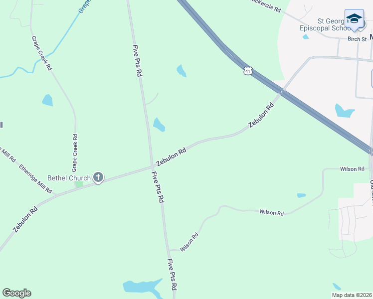 map of restaurants, bars, coffee shops, grocery stores, and more near 352 Zebulon Road in Milner