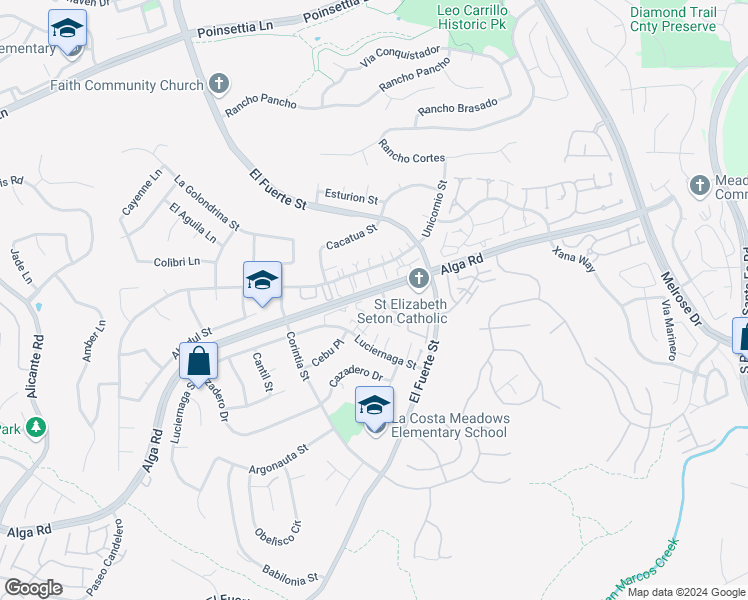 map of restaurants, bars, coffee shops, grocery stores, and more near 6601 Santa Isabel Street in Carlsbad