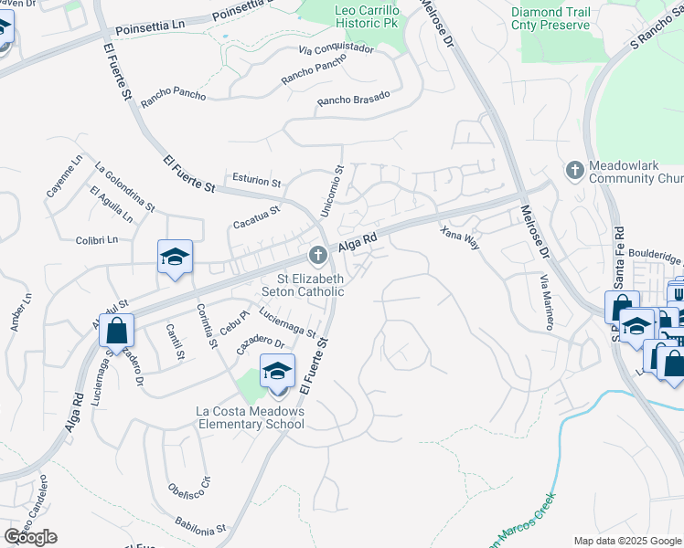 map of restaurants, bars, coffee shops, grocery stores, and more near 6991 Ballena Way in Carlsbad