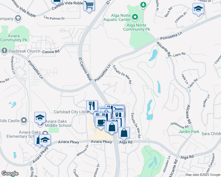 map of restaurants, bars, coffee shops, grocery stores, and more near 1914 Swallow Lane in Carlsbad