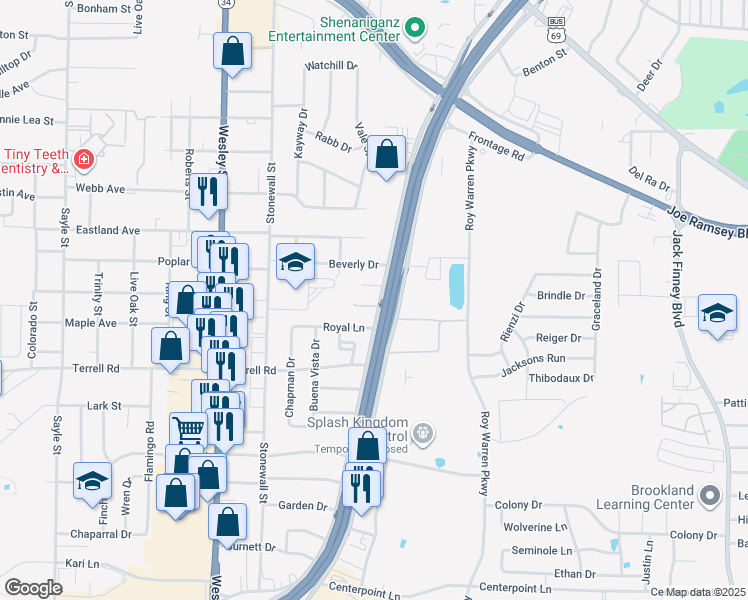 map of restaurants, bars, coffee shops, grocery stores, and more near 2400 Davis Circle in Greenville