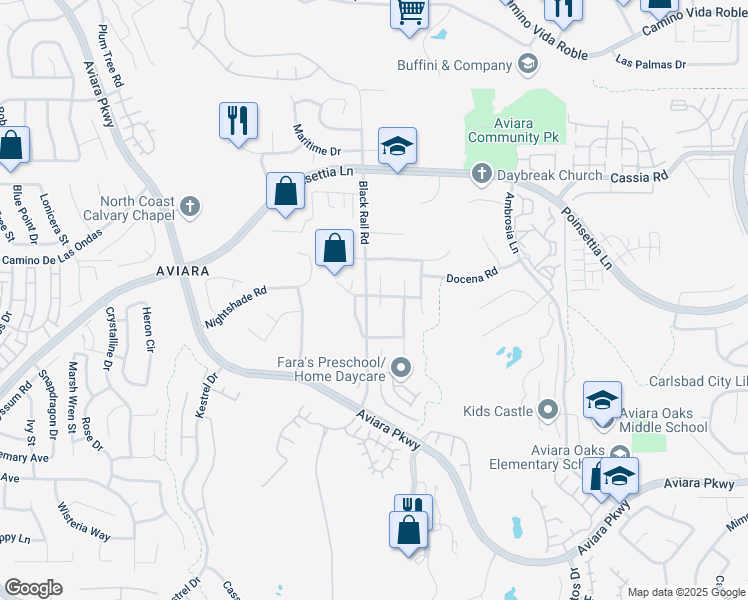 map of restaurants, bars, coffee shops, grocery stores, and more near 6621 Hollyleaf Court in Carlsbad
