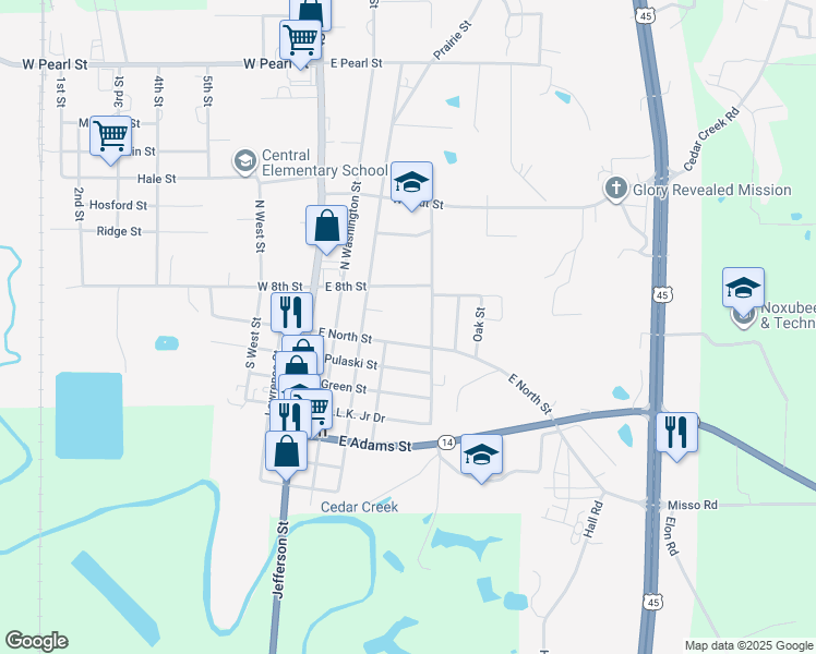 map of restaurants, bars, coffee shops, grocery stores, and more near 399 Legan Court in Macon