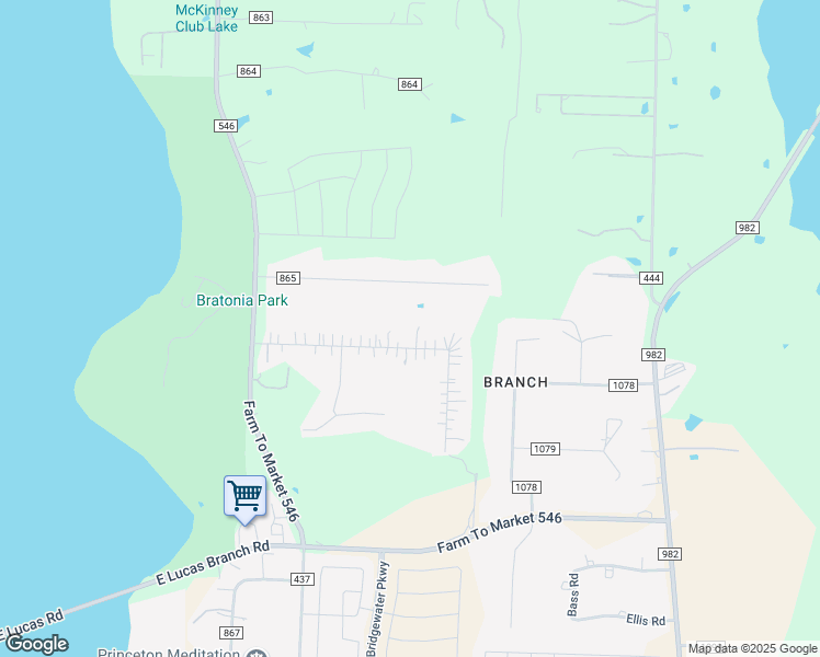 map of restaurants, bars, coffee shops, grocery stores, and more near 9394 County Road 865 in Princeton