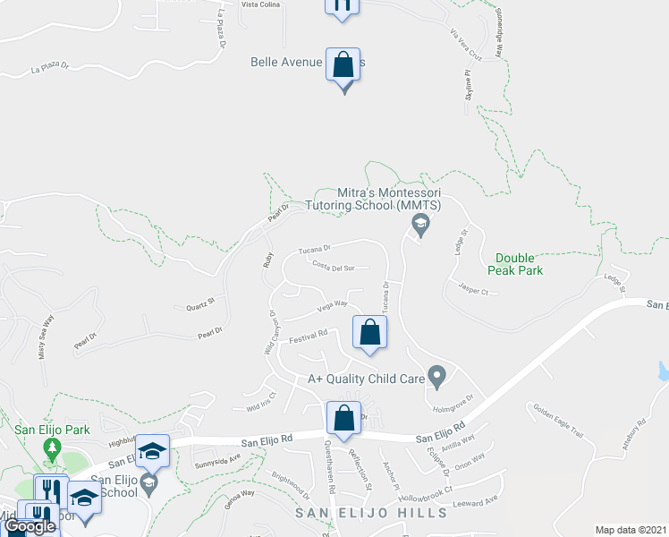 map of restaurants, bars, coffee shops, grocery stores, and more near Costa Del Sur in San Marcos
