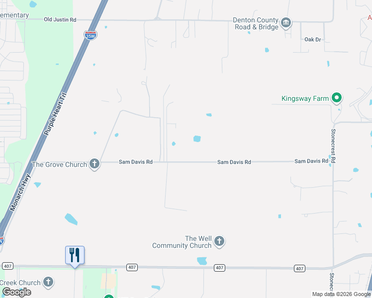 map of restaurants, bars, coffee shops, grocery stores, and more near 800 Sam Davis Road in Argyle