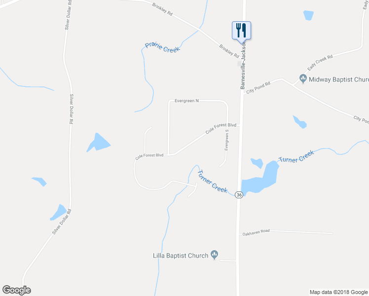 map of restaurants, bars, coffee shops, grocery stores, and more near Cole Forest Boulevard in Barnesville