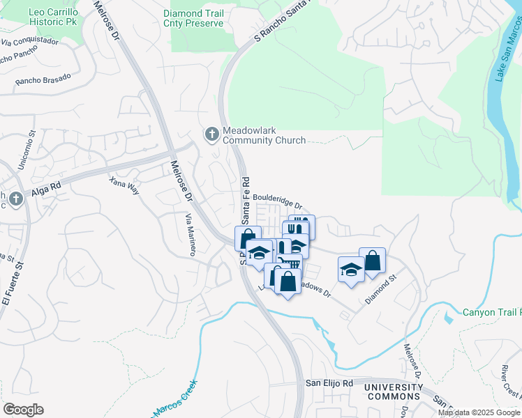map of restaurants, bars, coffee shops, grocery stores, and more near 2533 Antlers Way in San Marcos
