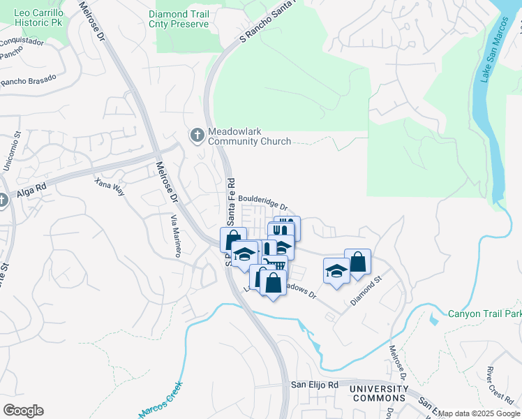 map of restaurants, bars, coffee shops, grocery stores, and more near 2611 Rawhide Lane in San Marcos