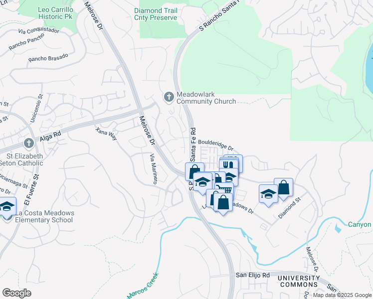 map of restaurants, bars, coffee shops, grocery stores, and more near 2127 Meadowlark Ranch Circle in San Marcos