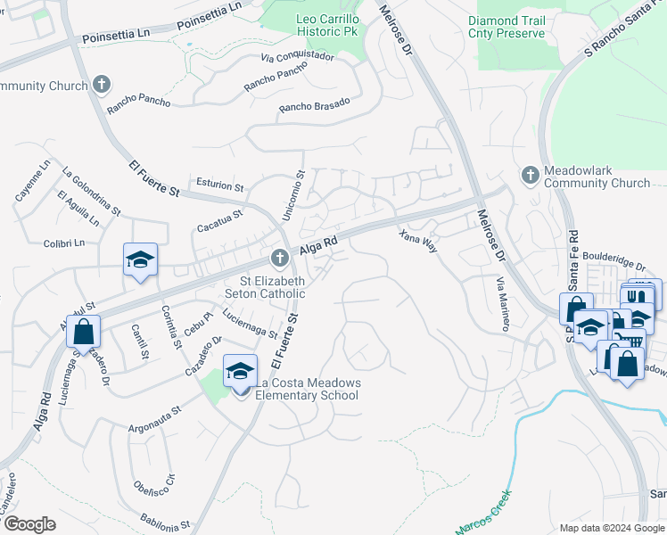 map of restaurants, bars, coffee shops, grocery stores, and more near 3211 Sirena Vista Way in Carlsbad