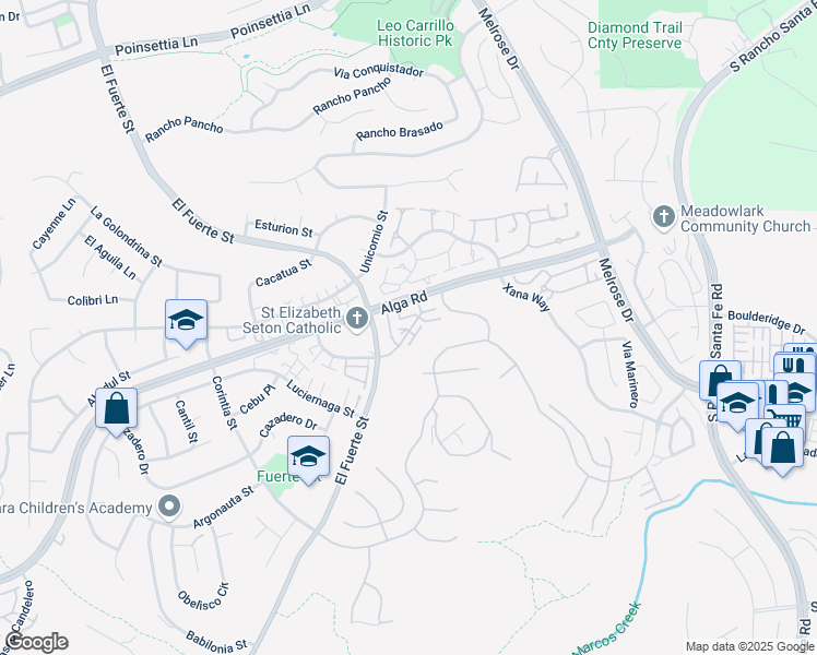 map of restaurants, bars, coffee shops, grocery stores, and more near 3211 Sello Lane in Carlsbad