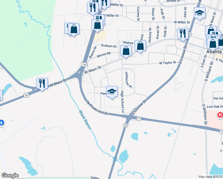 map of restaurants, bars, coffee shops, grocery stores, and more near 805 Caver Street in Atlanta