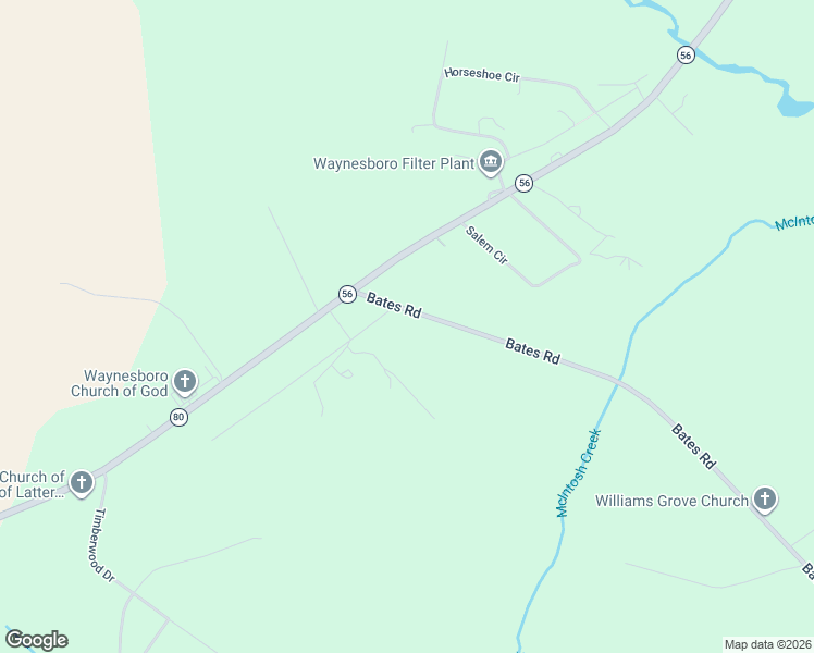 map of restaurants, bars, coffee shops, grocery stores, and more near 174 Bates Road in Waynesboro