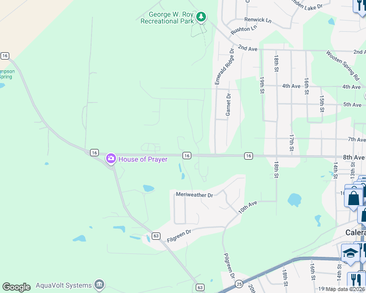 map of restaurants, bars, coffee shops, grocery stores, and more near 2280 County Road 16 in Calera