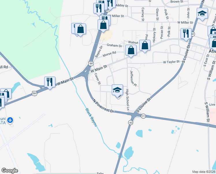 map of restaurants, bars, coffee shops, grocery stores, and more near 817 Caver Street in Atlanta
