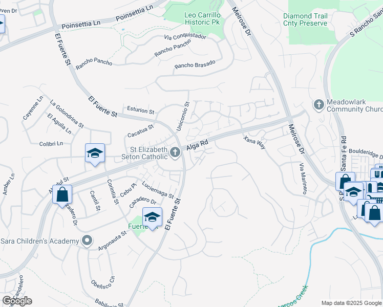 map of restaurants, bars, coffee shops, grocery stores, and more near 6980 Ballena Way in Carlsbad