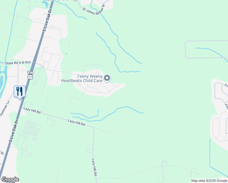 map of restaurants, bars, coffee shops, grocery stores, and more near 169 Carolina Wren Avenue in Moncks Corner