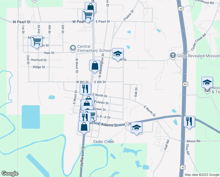 map of restaurants, bars, coffee shops, grocery stores, and more near 399 Legan Court in Macon