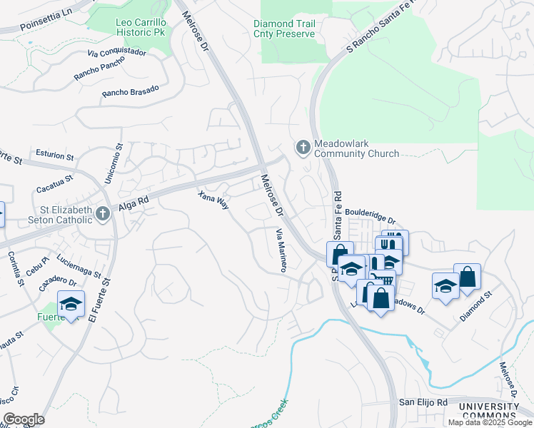 map of restaurants, bars, coffee shops, grocery stores, and more near 6759 Paseo Del Vista in Carlsbad