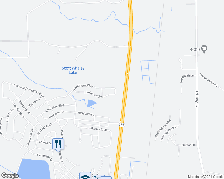 map of restaurants, bars, coffee shops, grocery stores, and more near 269 Woodbrook Way in Moncks Corner