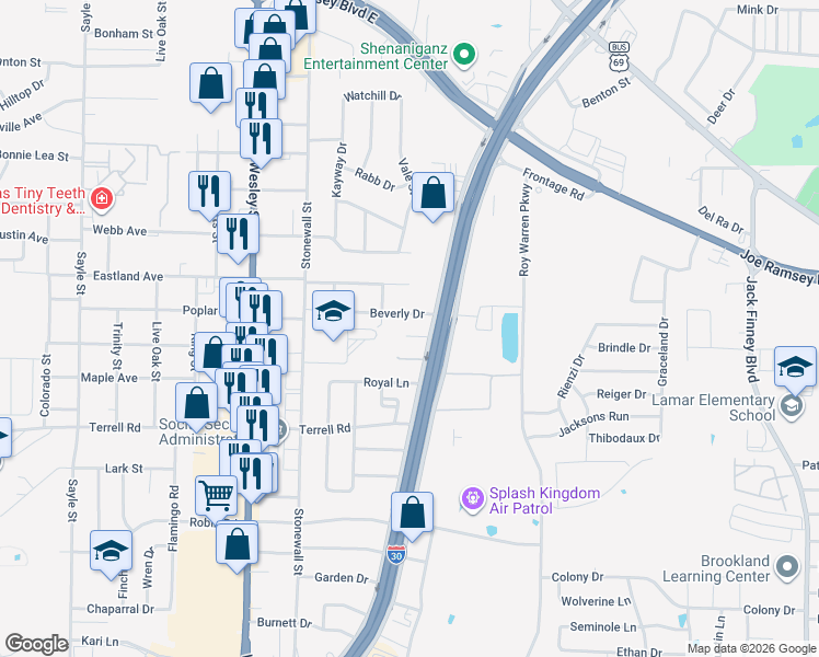 map of restaurants, bars, coffee shops, grocery stores, and more near 2404 Kent Cir in Greenville