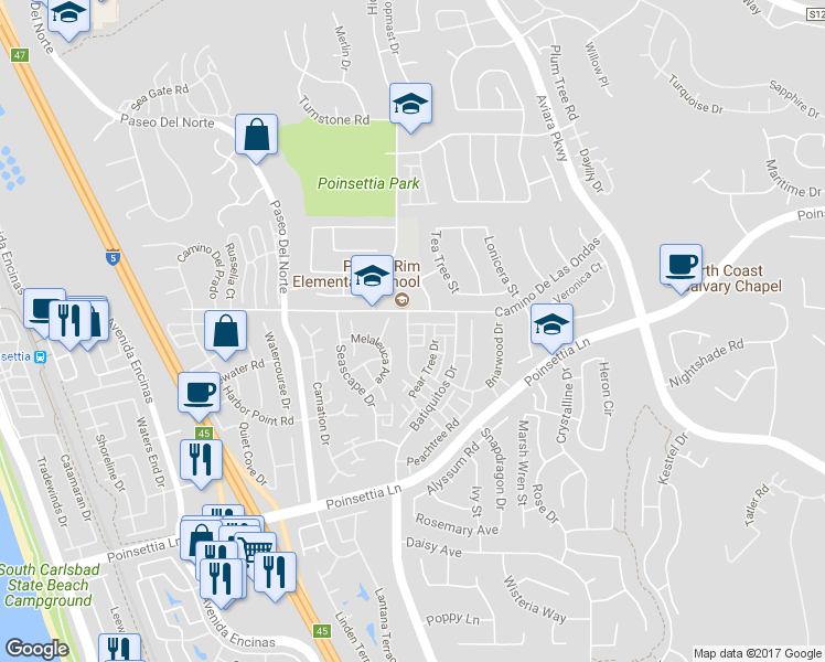 map of restaurants, bars, coffee shops, grocery stores, and more near 902 Hawthorne Avenue in Carlsbad