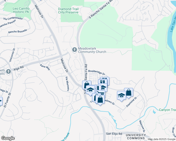 map of restaurants, bars, coffee shops, grocery stores, and more near 263 Boulderidge Drive in San Marcos
