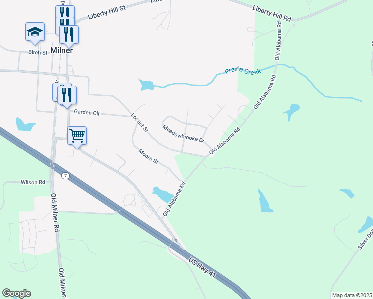 map of restaurants, bars, coffee shops, grocery stores, and more near 272 Locust Street in Milner