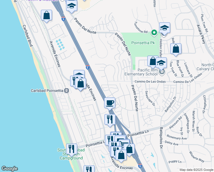 map of restaurants, bars, coffee shops, grocery stores, and more near 817 Skysail Avenue in Carlsbad